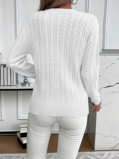 Jersey femenino cable knit mujer moderno y versátil diario