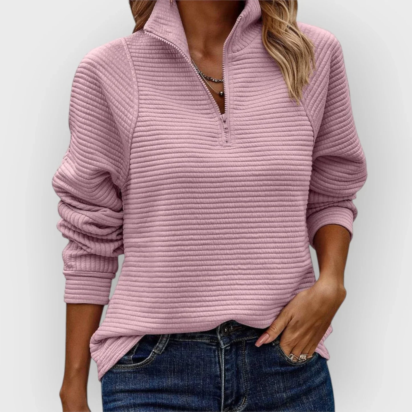 Jersey con Media Cremallera Mujer – Estilo Moderno y Confortable