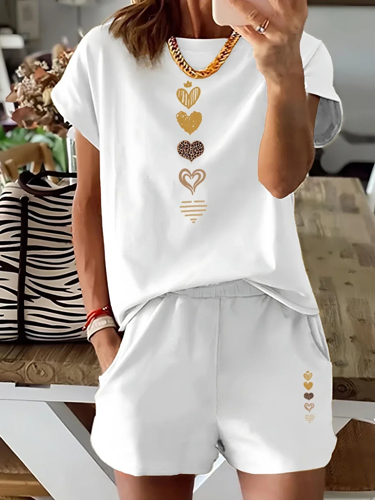 Leah | Informal Conjunto De Dos Piezas Con Impresión Gráfica