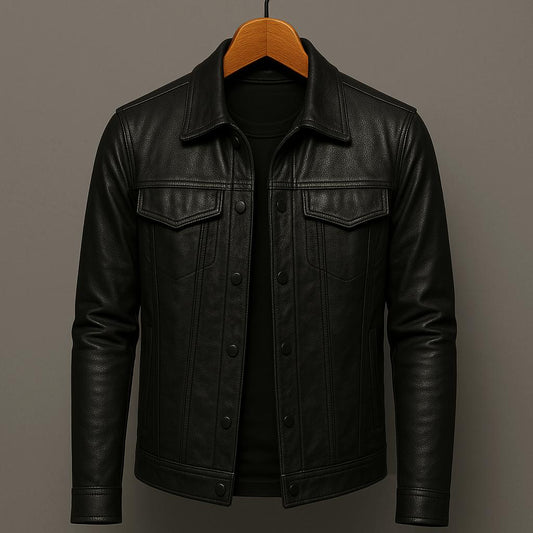 Chaqueta hombre cuero estilo motero moderna y resistente