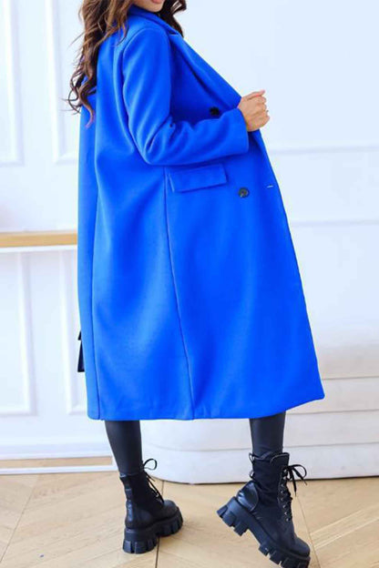 Abrigo cálido de doble botonadura para mujer: look elegante, cuello con solapa