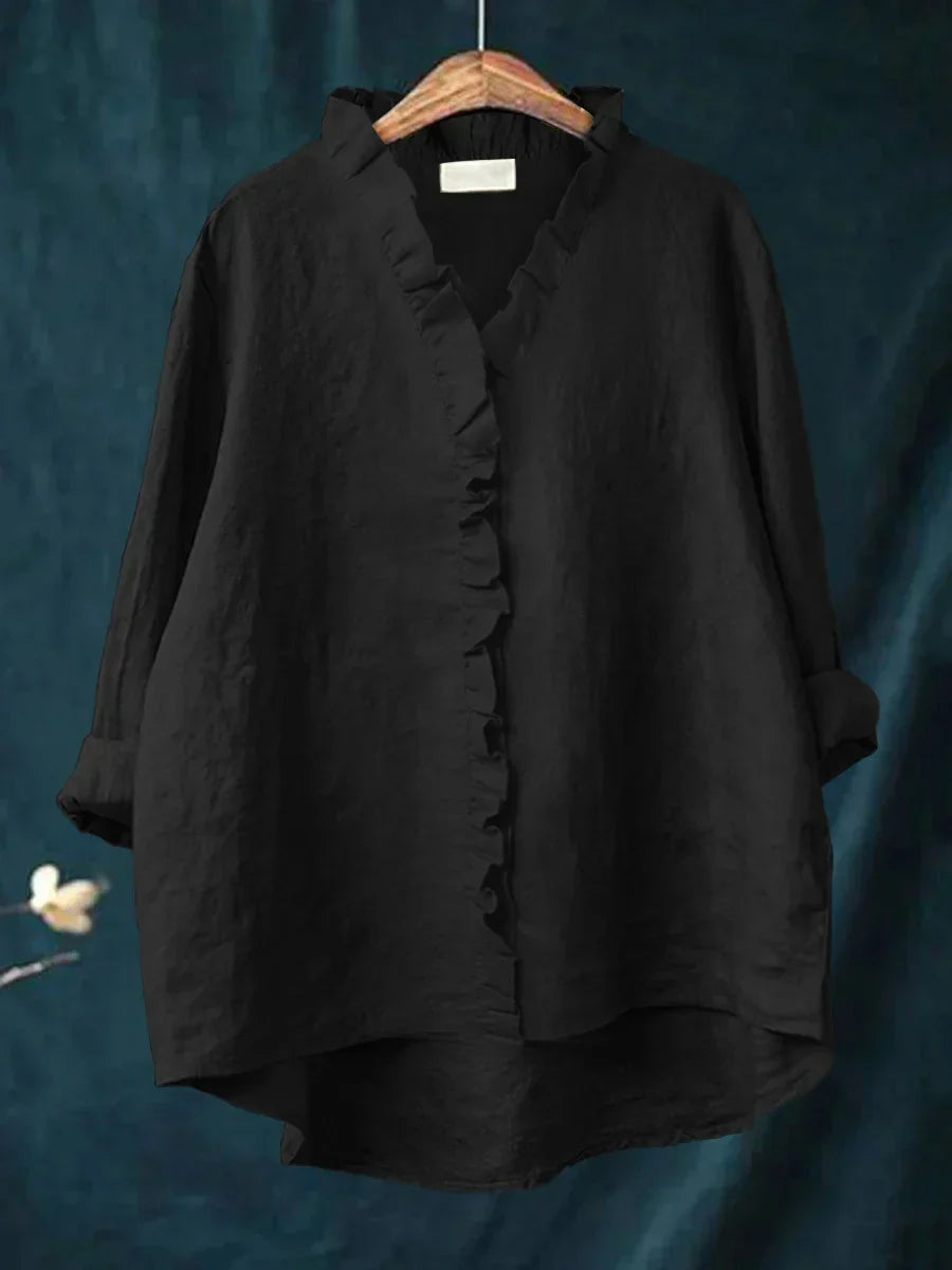 Rosie | Camisa Casual de Algodón y Lino con Volantes