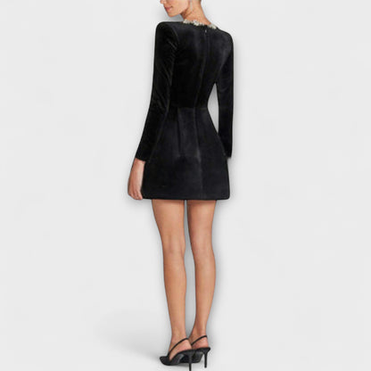 Dana | Minivestido de terciopelo con adornos joya