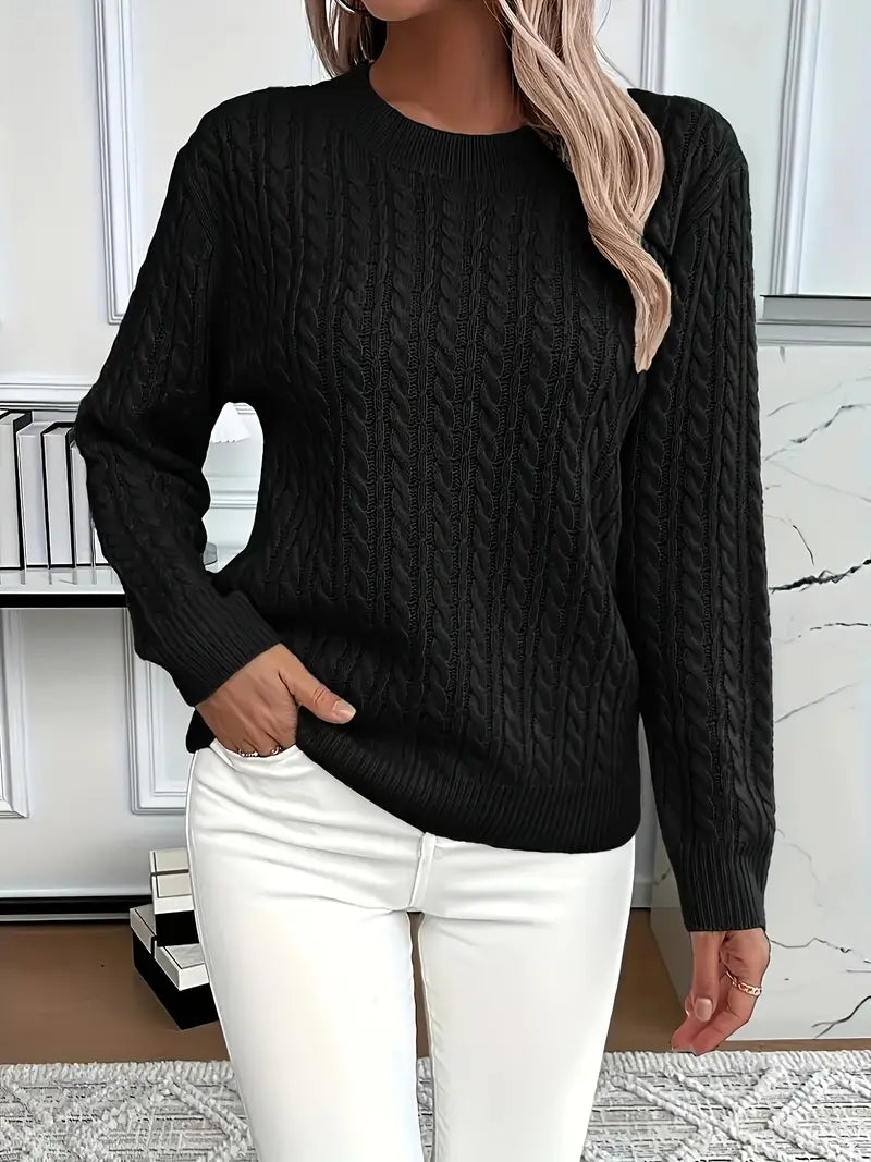 Jersey femenino cable knit mujer moderno y versátil diario
