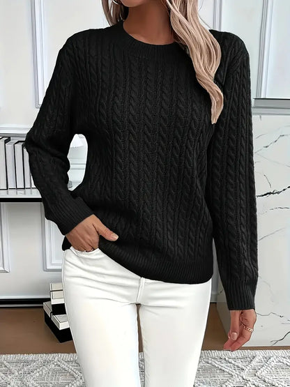 Jersey femenino cable knit mujer moderno y versátil diario