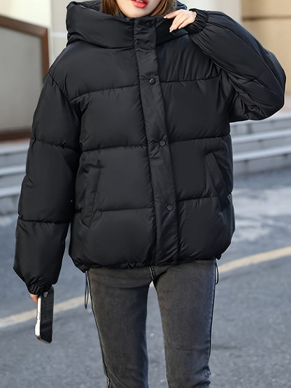 Chaqueta acolchada ligera para mujer – Chaqueta de plumón cálida para invierno con capucha