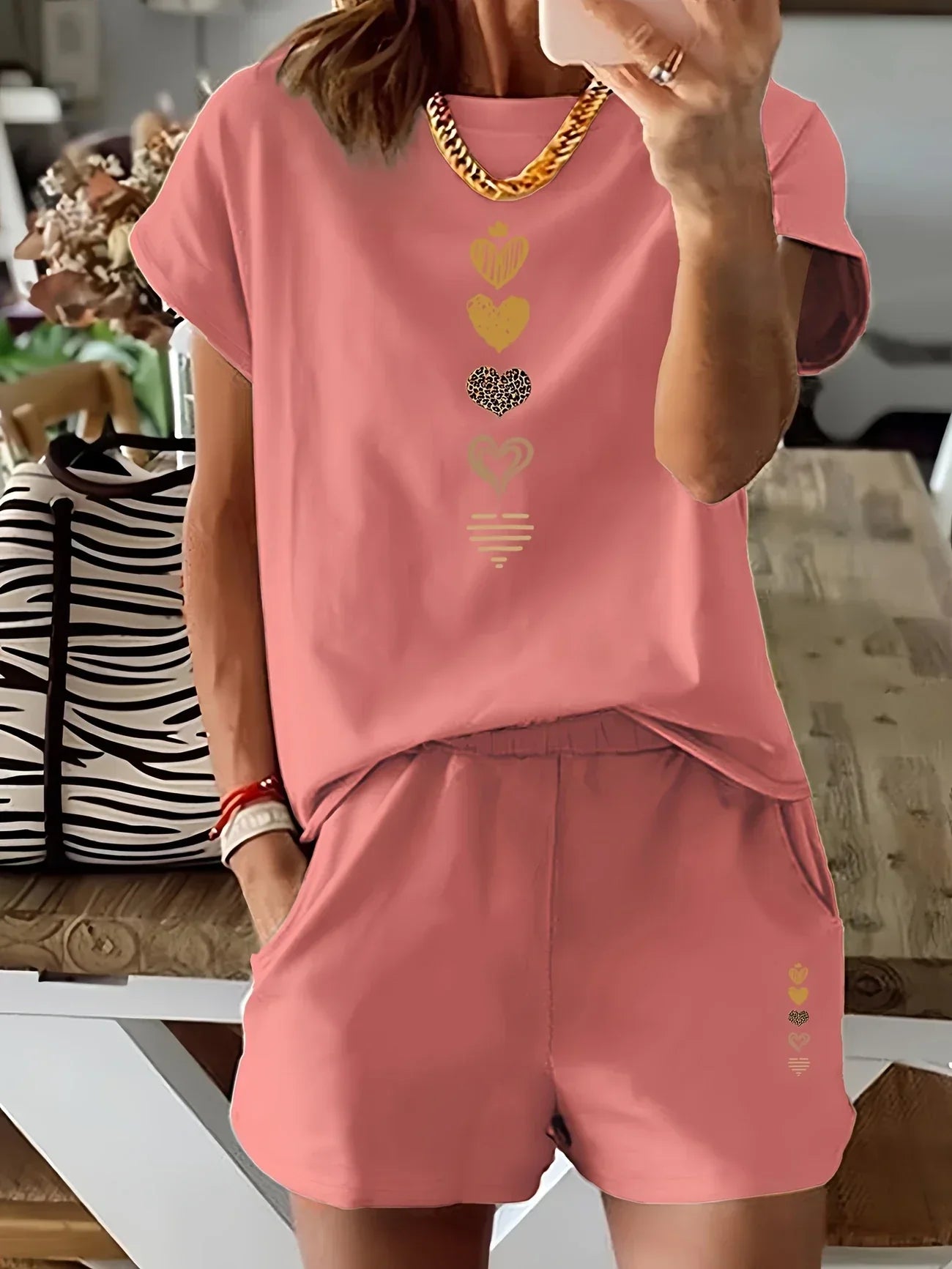 Leah | Informal Conjunto De Dos Piezas Con Impresión Gráfica