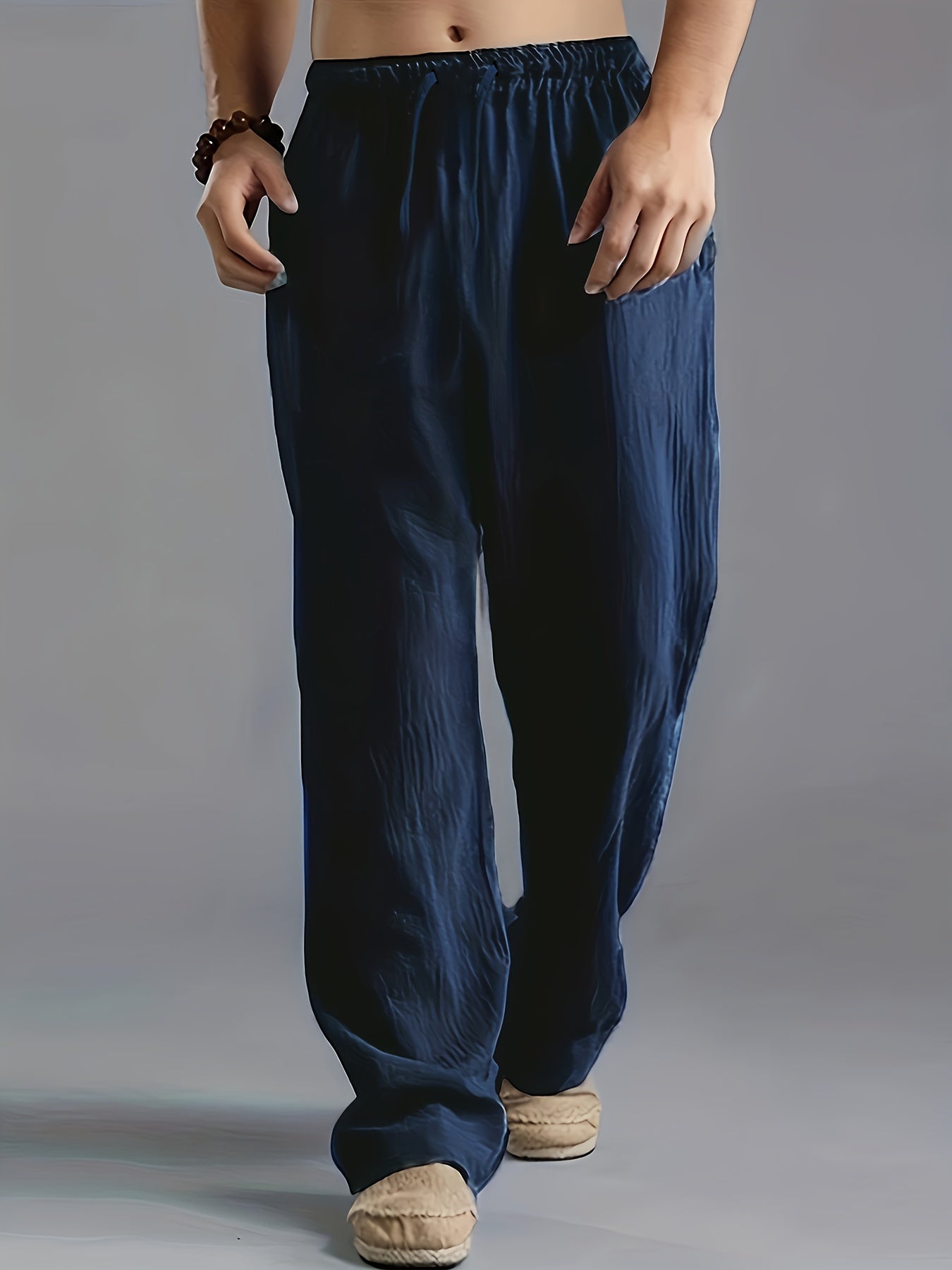 Pantalones holgados de lino para hombre