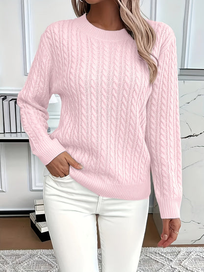 Jersey femenino cable knit mujer moderno y versátil diario
