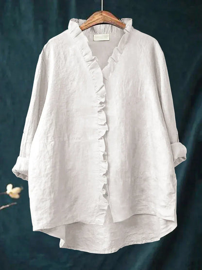 Rosie | Camisa Casual de Algodón y Lino con Volantes