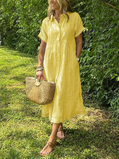 Elea | Vestido camisero a rayas con bolsillos