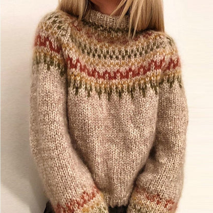 Jersey mujer punto grueso Fair Isle elegante cozy diario