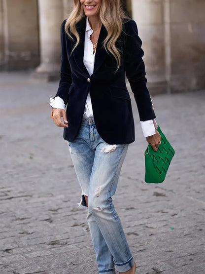 Saskia | Elegante blazer de terciopelo para señora