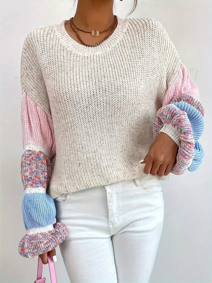 Jersey multicolor para mujer: manga larga y diseño en capas, suave y cálido