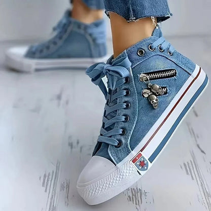Bernicia | Sneaker tendencia urbana - look denim y cremallera