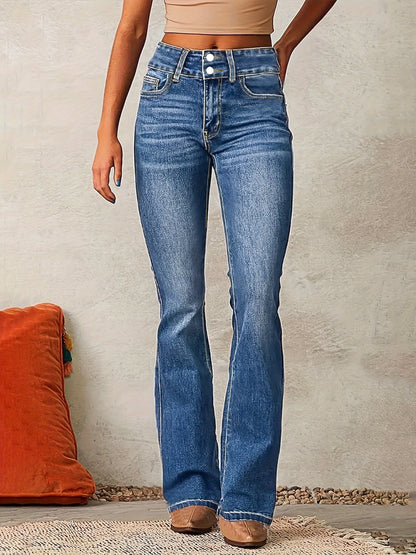 Pantalón Vaquero Mujer – Estilo Flare con Cintura Alta de Moda