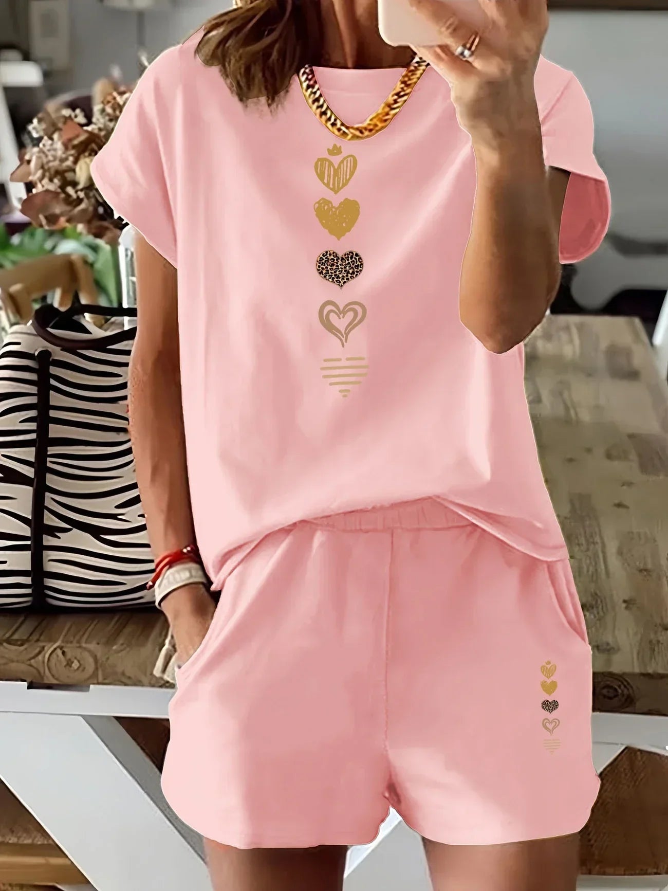 Leah | Informal Conjunto De Dos Piezas Con Impresión Gráfica