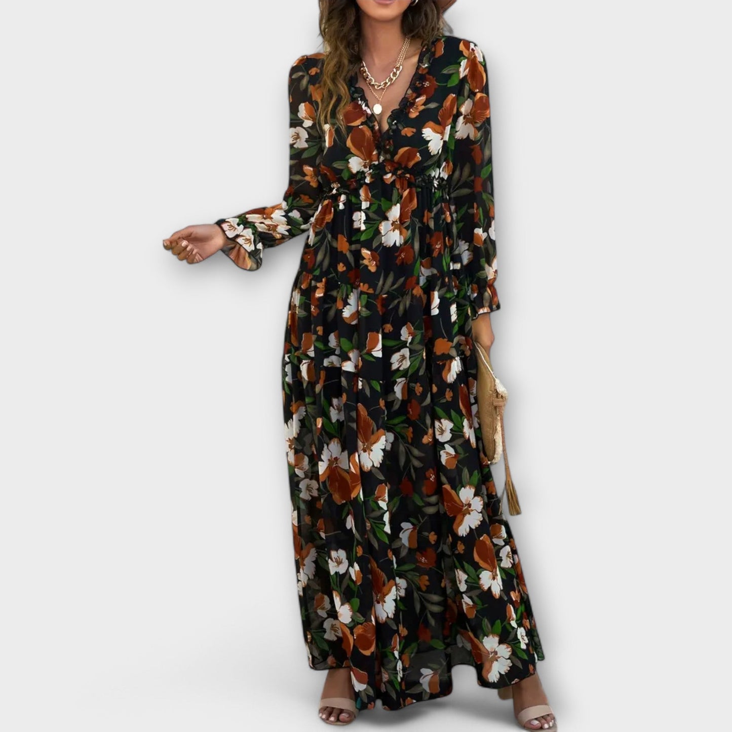 Stella | Maxi Vestido Floral Cuello en V
