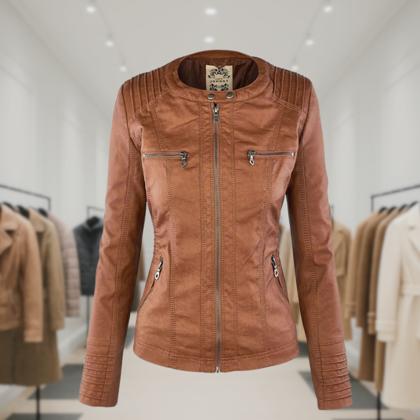 Kyra | Cazadora de piel impermeable para mujer con capucha