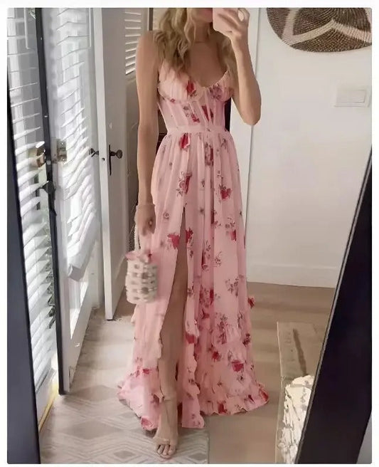 Zara | Elegante maxivestido floral de talle alto