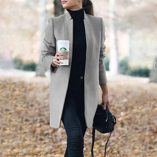 Blazer de lana para mujer con cuello alto: clásico y elegante, ideal para la oficina y el día a día