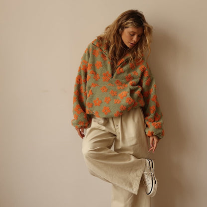 Jersey cómodo sherpa mujer elegante y versátil bohemio