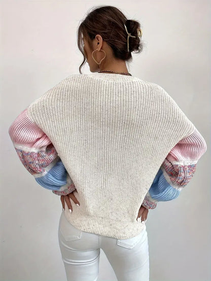 Jersey multicolor para mujer: manga larga y diseño en capas, suave y cálido