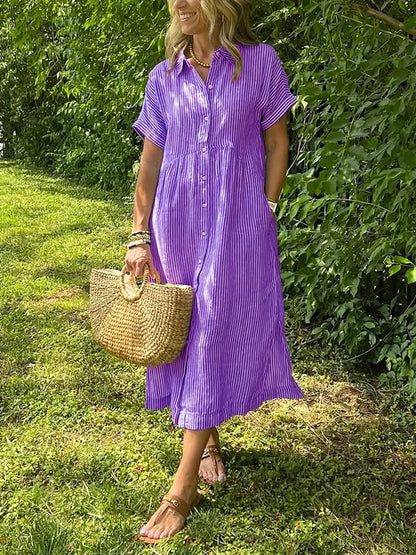 Elea | Vestido camisero a rayas con bolsillos