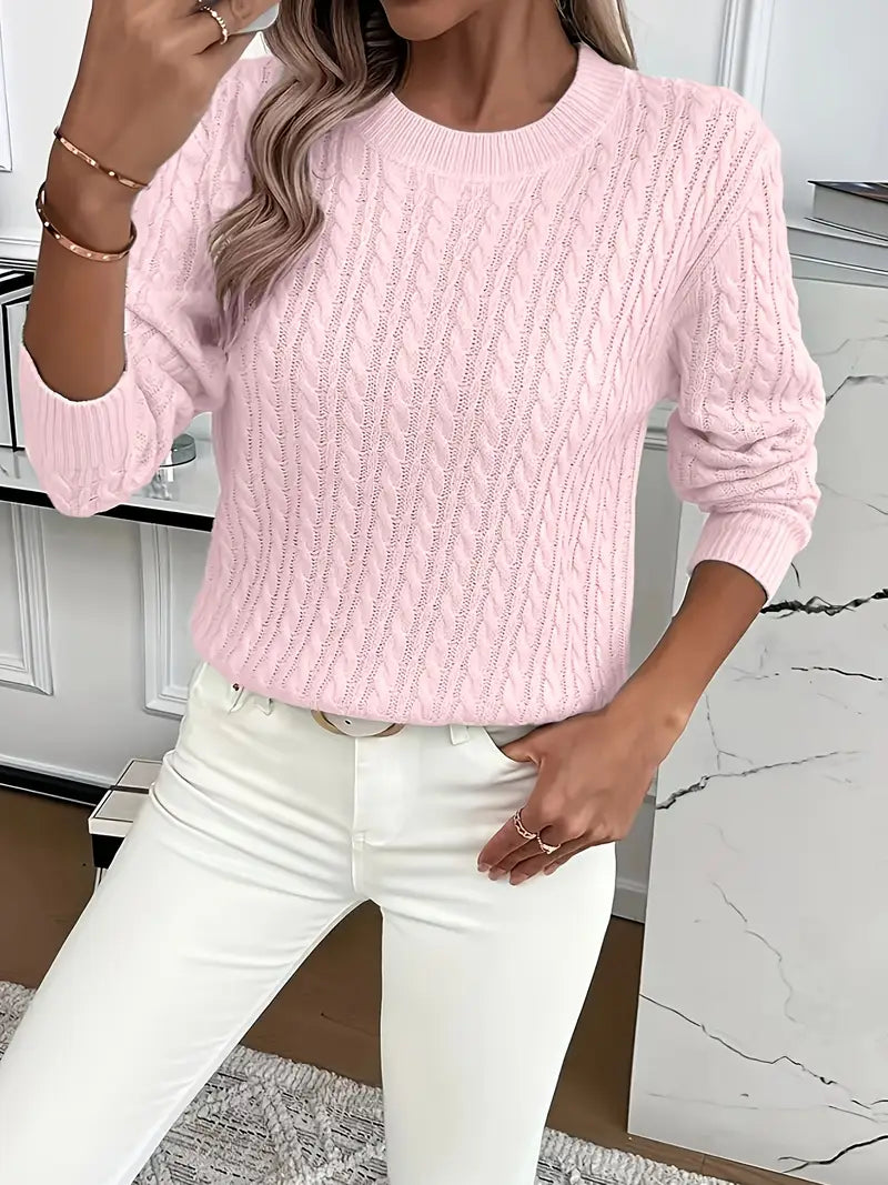 Jersey femenino cable knit mujer moderno y versátil diario