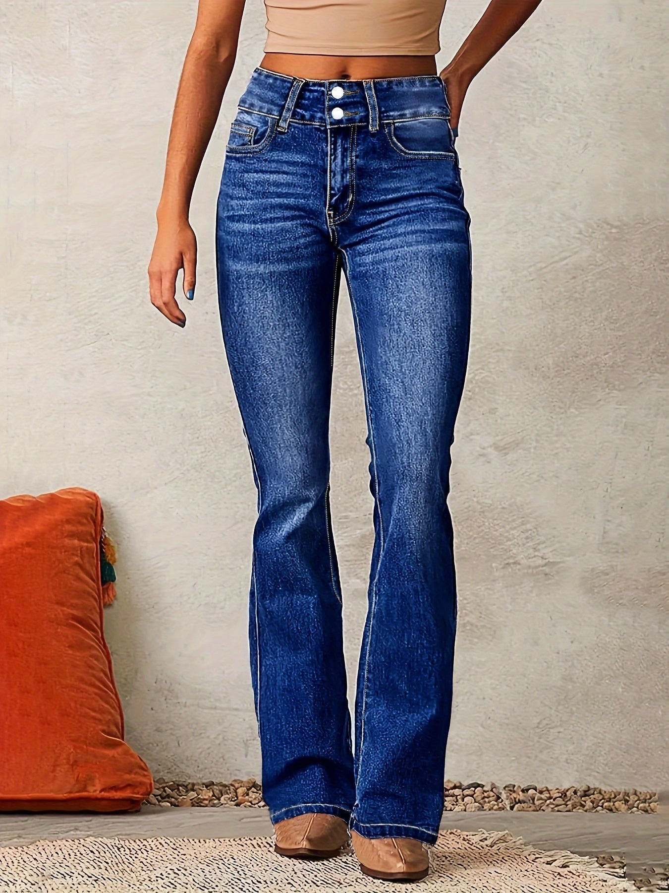 Pantalón Vaquero Mujer – Estilo Flare con Cintura Alta de Moda