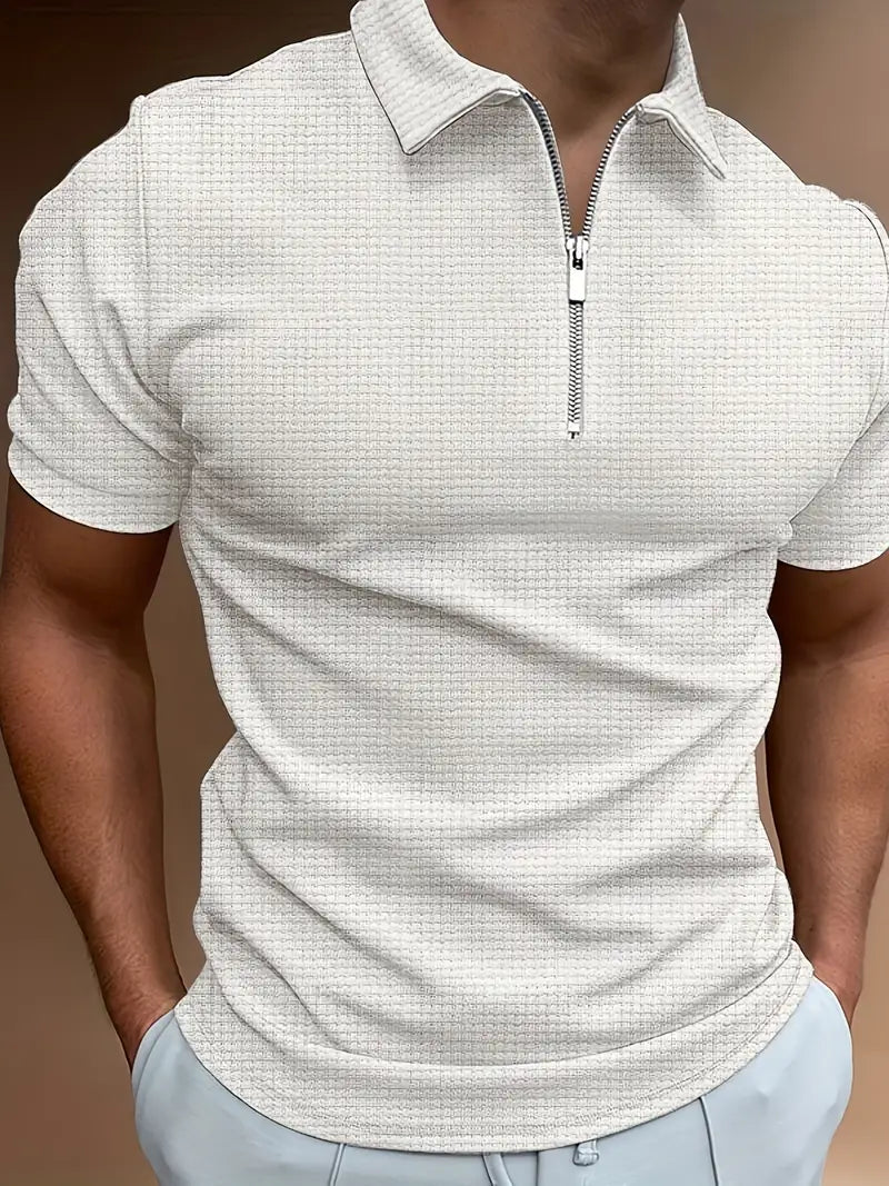 Polo de hombre con zipper, estiloso y perfecto para primavera y verano