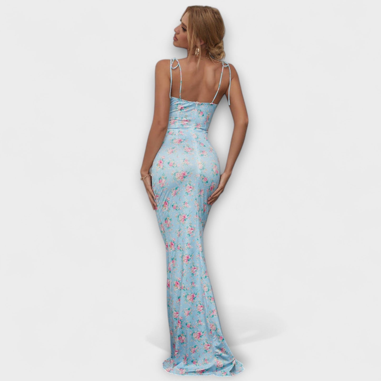 Miley | Vestido de fiesta con estampado floral y tirantes anudados