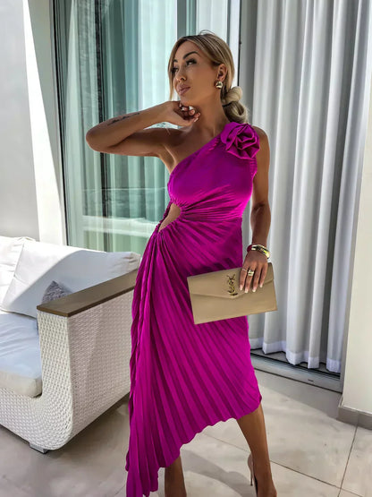 Roxy | Elegante vestido plisado de un hombro