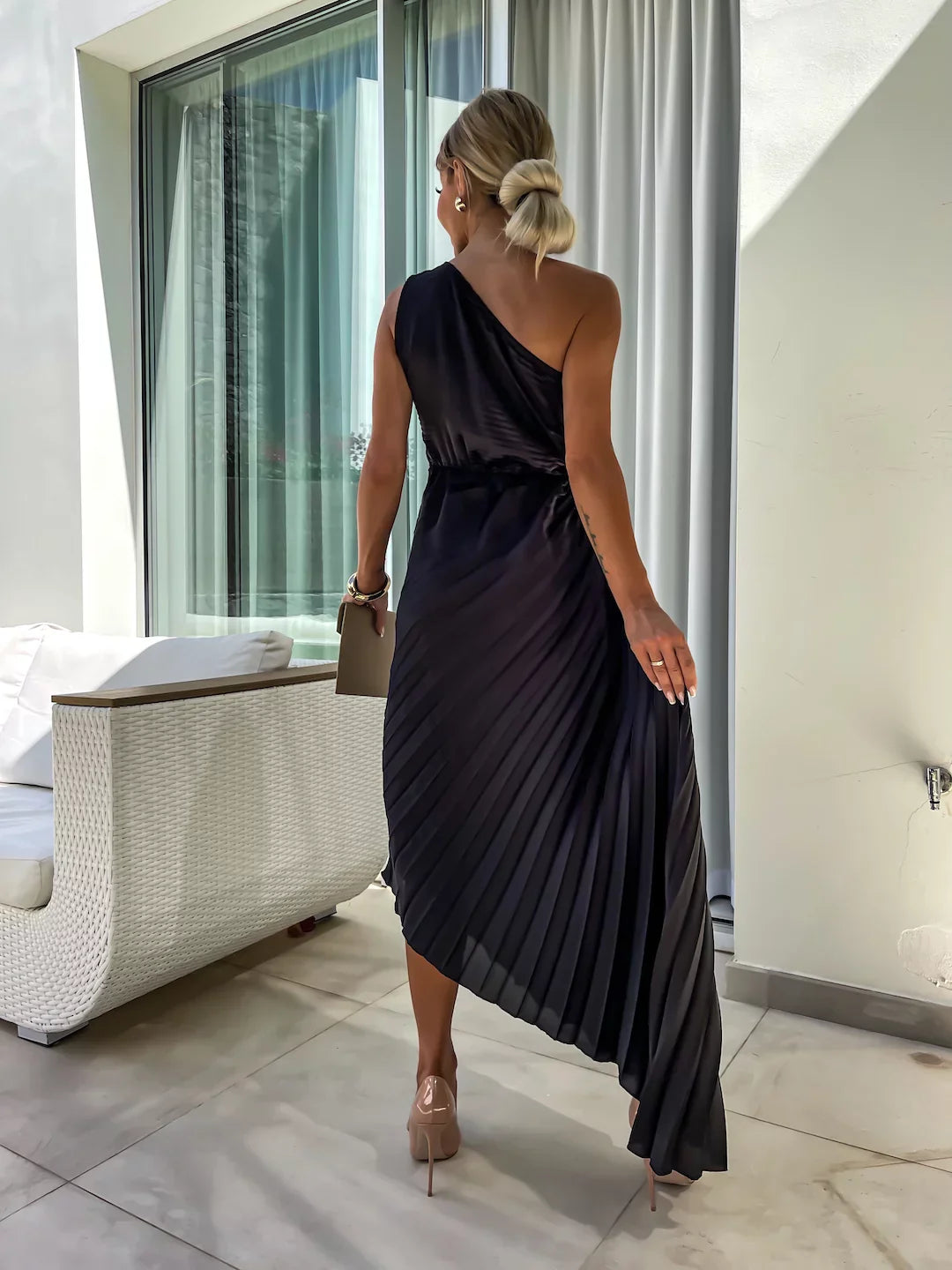Haili | Vestido romántico de flores con un hombro