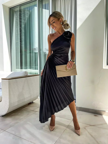 Roxy | Elegante vestido plisado de un hombro