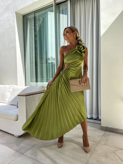 Haili | Vestido romántico de flores con un hombro