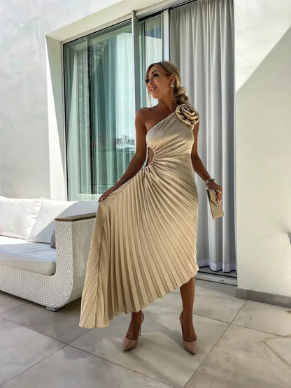 Roxy | Elegante vestido plisado de un hombro