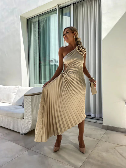 Haili | Vestido romántico de flores con un hombro