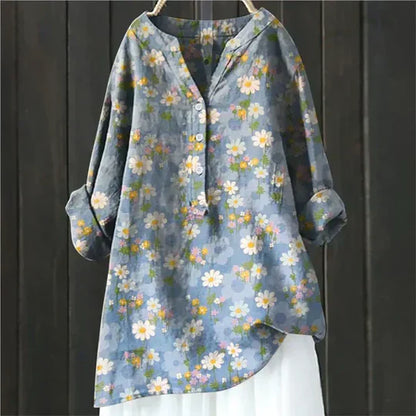 Camisa femenina lino fresca cómoda y elegante para diario