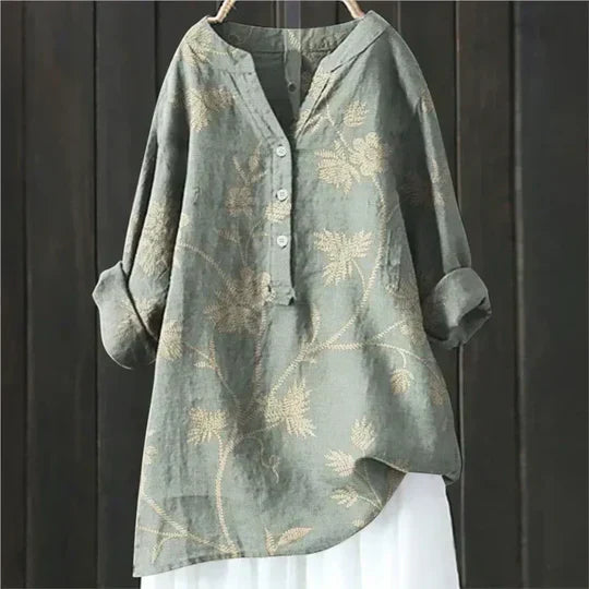 Camisa femenina lino fresca cómoda y elegante para diario
