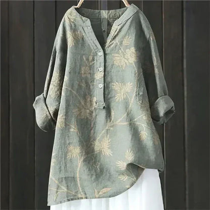 Camisa femenina lino fresca cómoda y elegante para diario