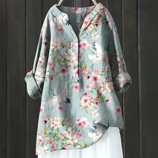 Camisa femenina lino fresca cómoda y elegante para diario