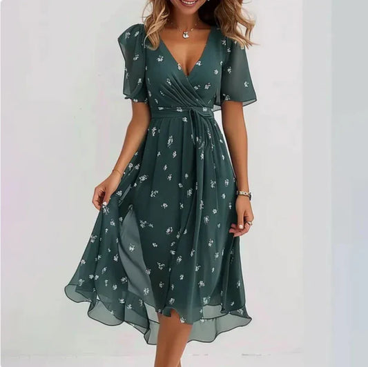 Vestido Elegante Mujer – Corte Moderno con Cuello en V Sofisticado