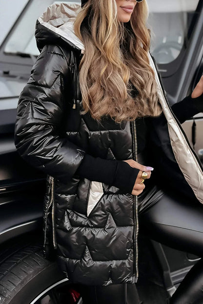 Abrigo Elegante de Mujer con Capucha – Cálido y Sofisticado