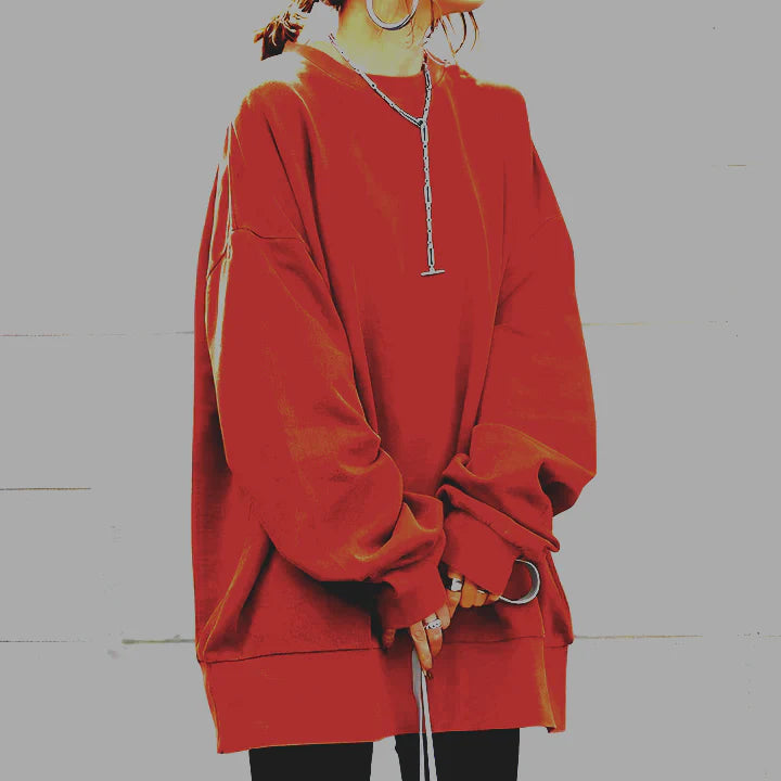 Sudadera oversize con cuello redondo para mujer – Ligera, cálida y moderna