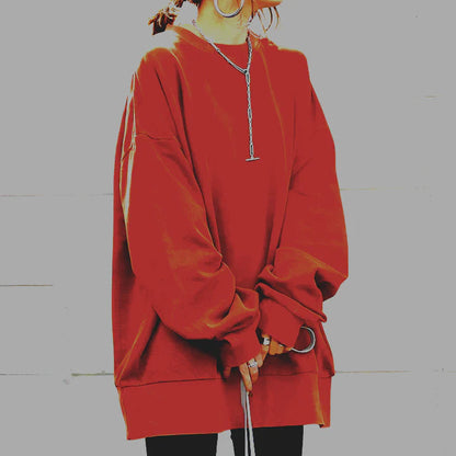 Sudadera oversize con cuello redondo para mujer – Ligera, cálida y moderna