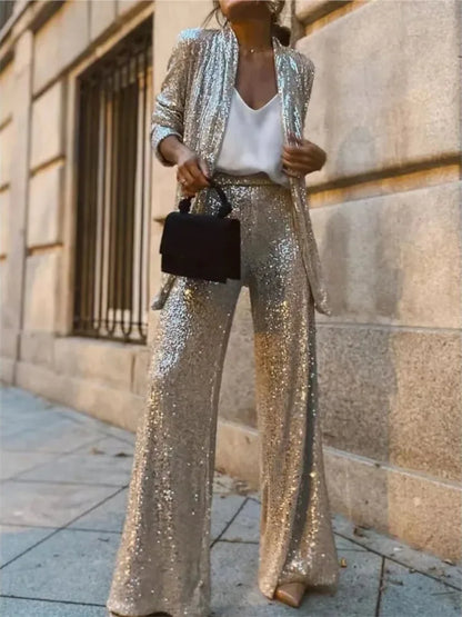 Conjunto mujer glamuroso con destellos chic ideal primavera-verano