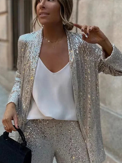 Conjunto mujer glamuroso con destellos chic ideal primavera-verano