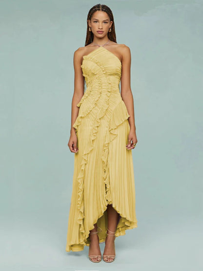 Vestido de Fiesta Largo – Diseño con Volantes, Ideal para Bodas y Cócteles