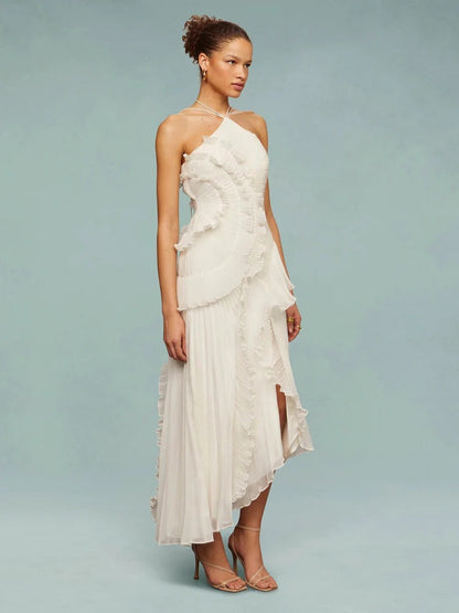 Vestido de Fiesta Largo – Diseño con Volantes, Ideal para Bodas y Cócteles
